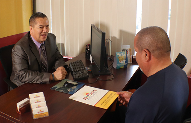 Tax preparation office meeting
